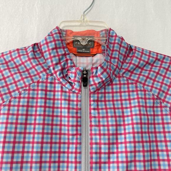Fennec 1/2 Zip Pullover Golf Jacket Windbreaker Mens Medium Pink Blue Waist Adj - Picture 2 of 13